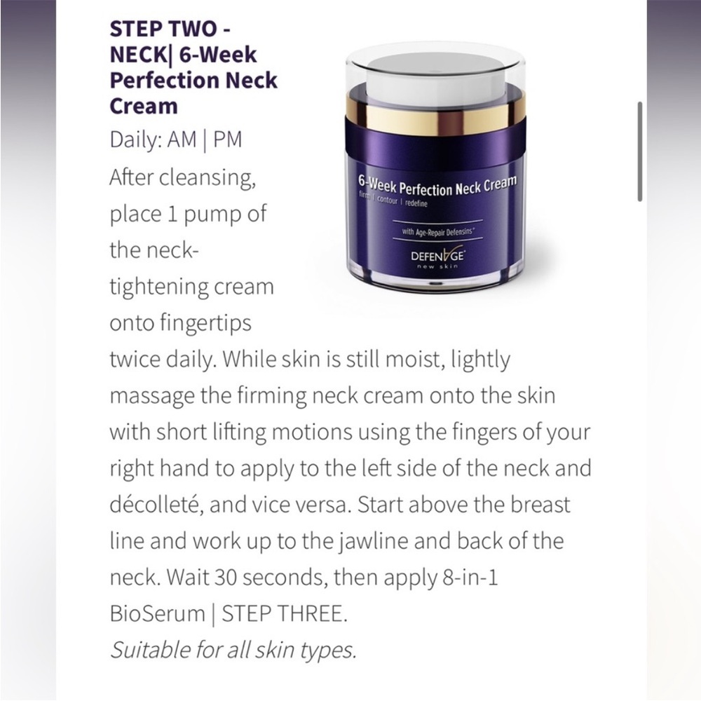 NIB! Defenage 6 WEEK PERFECTION NECK TIGHTENING CREAM - Picture 2 of 10